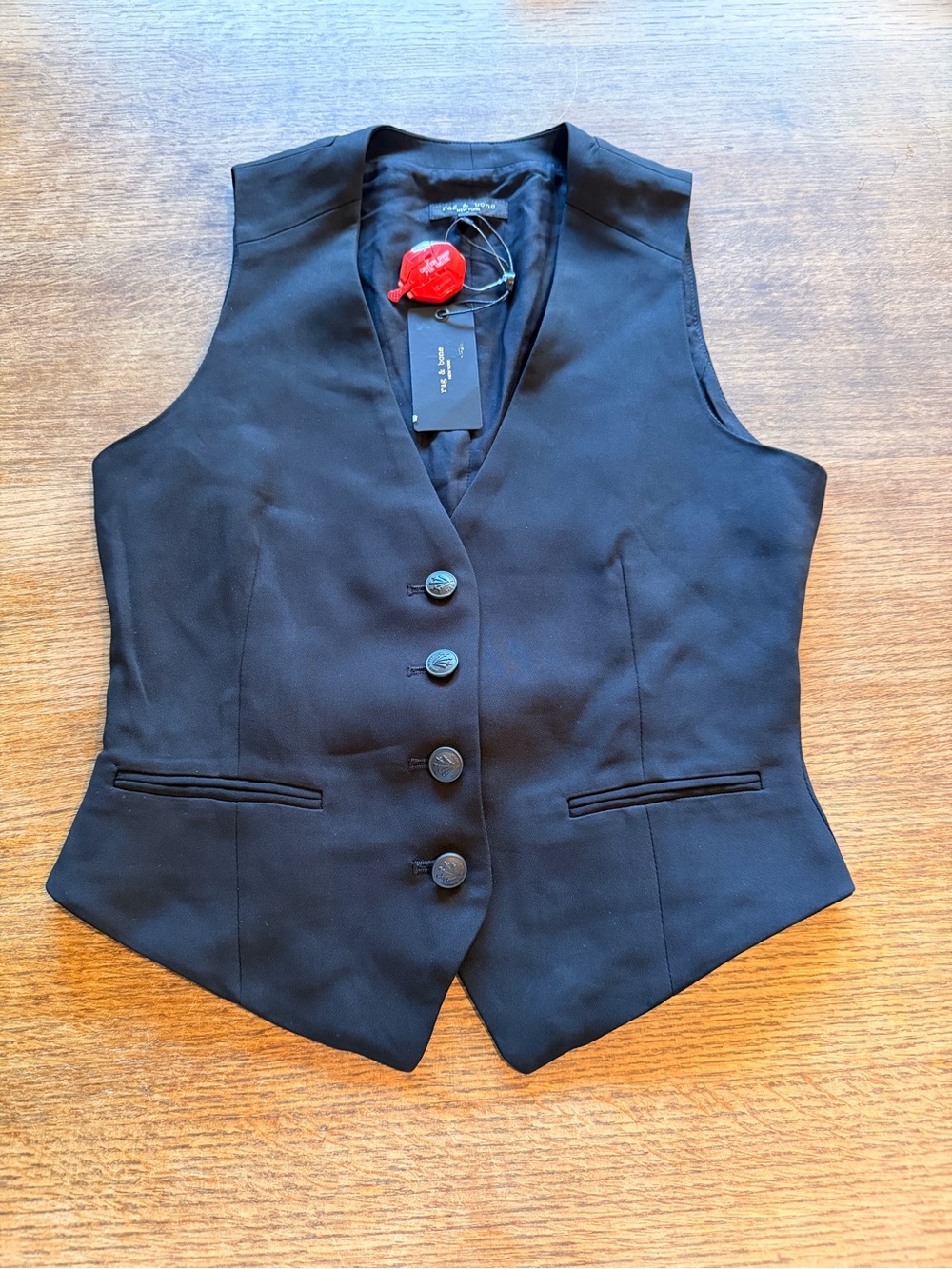 rag & bone Black Tailored Vest with Branded Tag